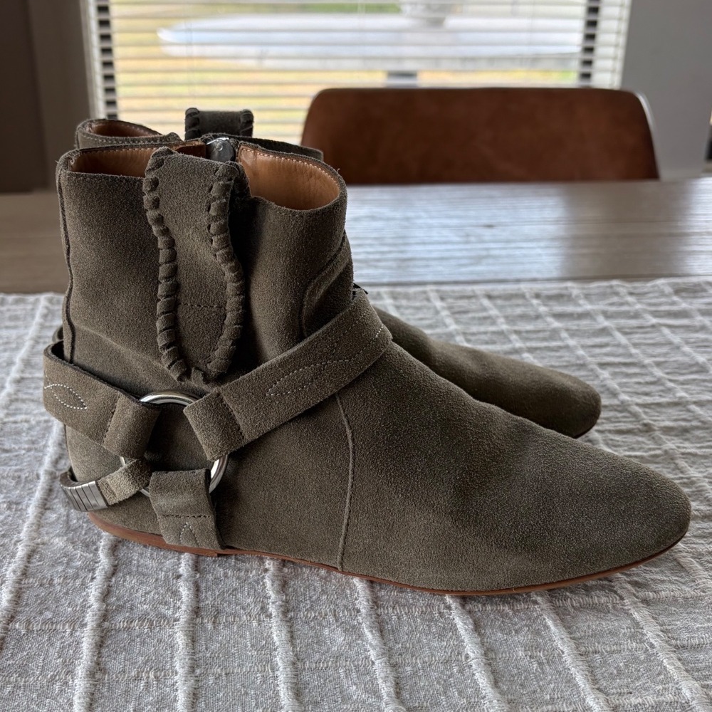 Isabel Marant Étoile 'Ralf' suede ankle boots olive green